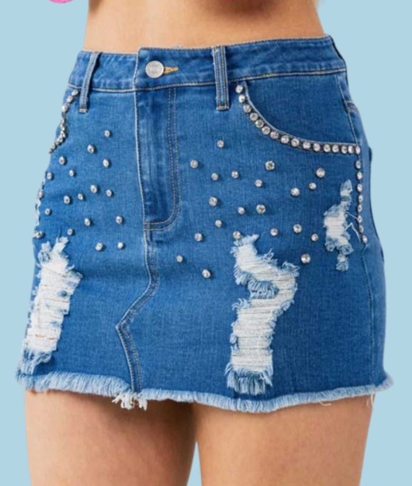 Studded Denim Skirt