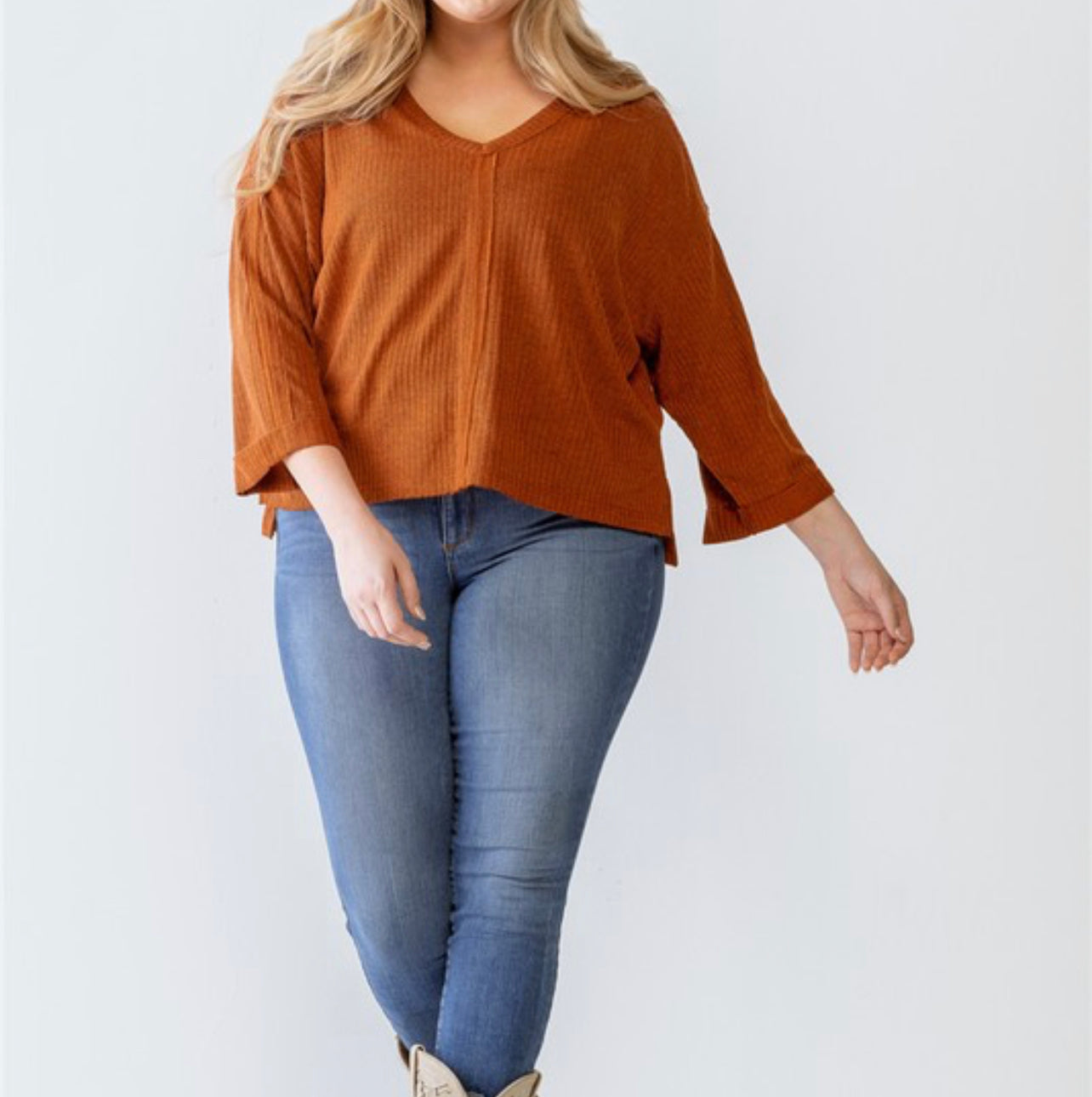 Rust Ribbed Top