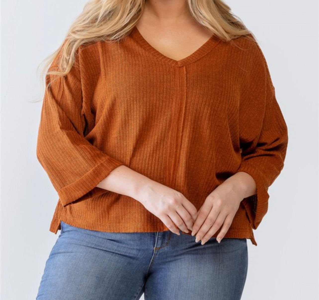 Rust Ribbed Top