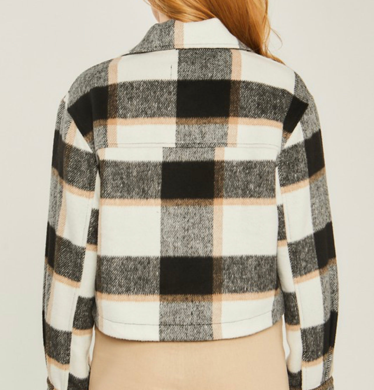 Cropped Flannel Jacket