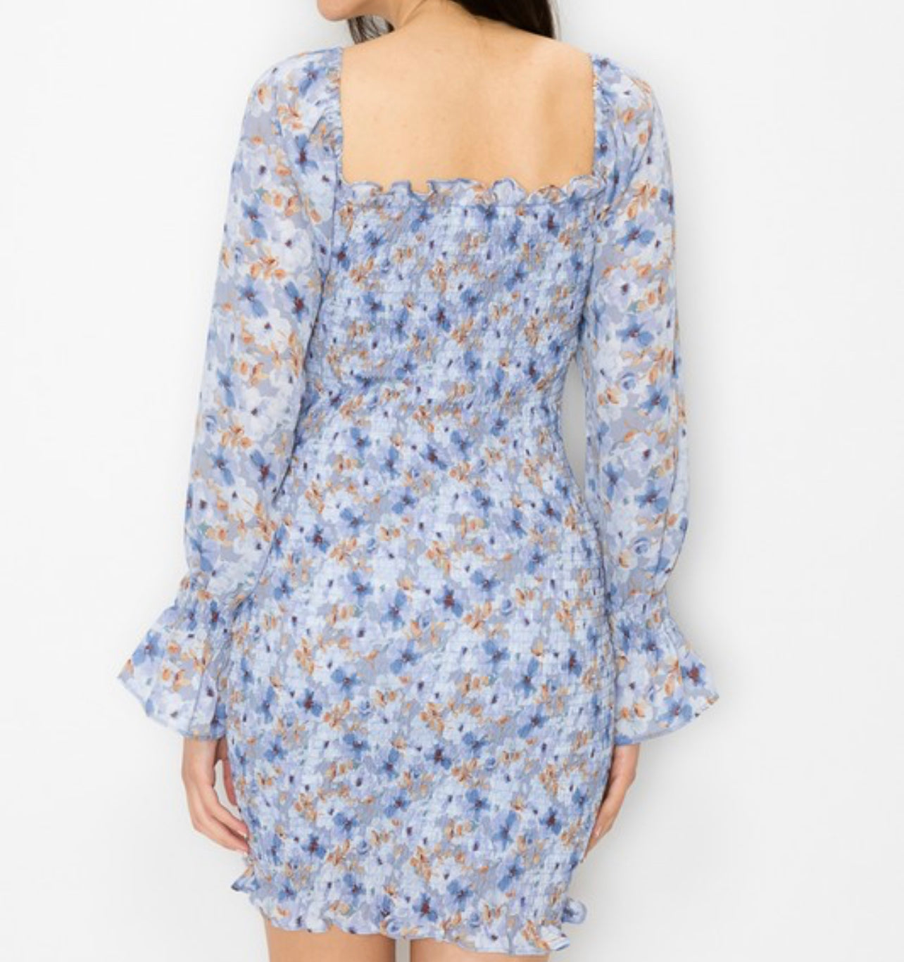 Scrunch Up Blue Floral Dress