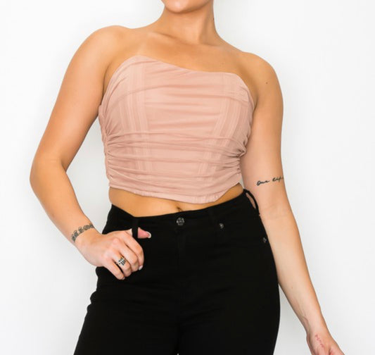 Pink Ruched Corset Top