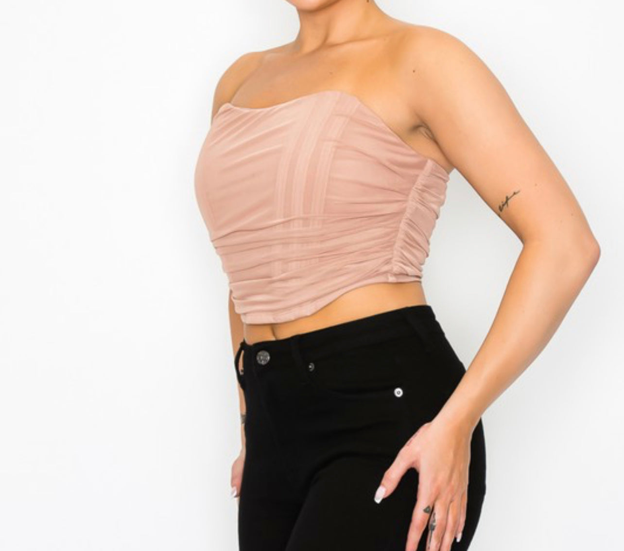 Pink Ruched Corset Top